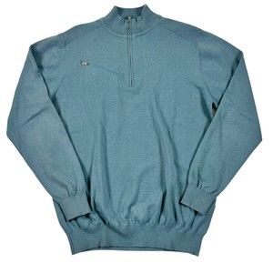 Ping Men's Lgt Blue Merino Wool Blend Sensorwarm 1/4 Zip Sweater Jumper Golf, M